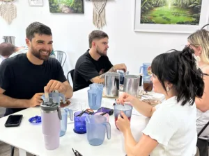 Group of people doing a Soy Candle in a workshop at The Meraki Connection